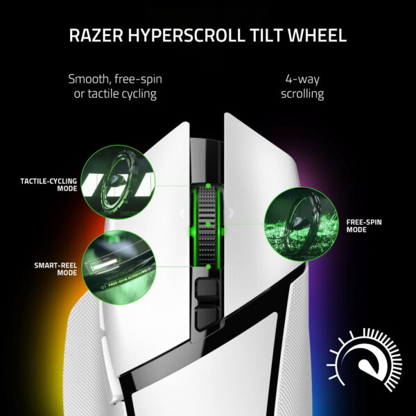 Razer Basilisk V3 Pro Wireless Gaming Mouse, 2.4Ghz Bluetooth, White - Image 2