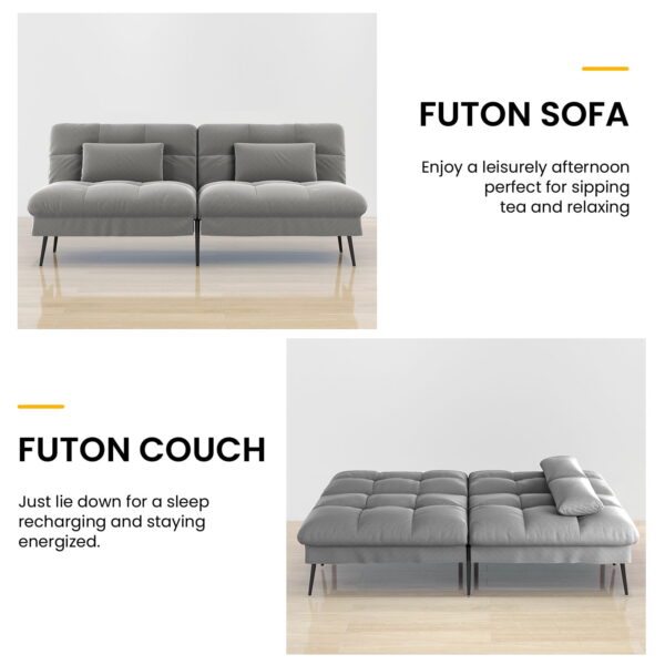 COMHOMA Cloud Comfort Convertible Futon Sofa Bed, Gray - Image 2