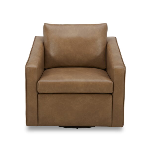 Better Homes & Gardens Steele Swivel Accent Chair, Camel Faux Leather - Image 7