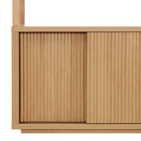 Beautiful Fluted 3-Shelf Bookcase with Storage Cabinet by Drew Barrymore, Light Honey Wood Finish - Image 4