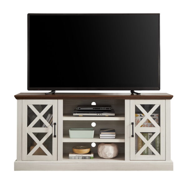 Mainstays Farmhouse TV Stand for TVs up to 70", off-White/Walnut - Image 4