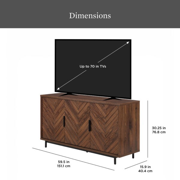 Better Homes & Gardens Wyatt Geo TV Stand for TVs up to 70",  Walnut Finish - Image 3