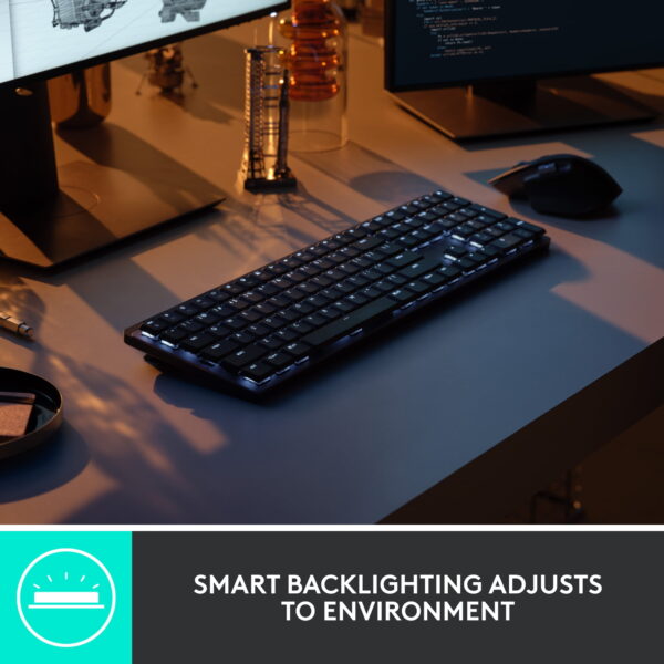 Logitech MX Mechanical Wireless Illuminated Performance Keyboard, Tactile Quiet Switches, Backlit Keys, Bluetooth, USB-C, macOS, Windows, Linux, iOS, Android, Metal, ‎Graphite - Image 3