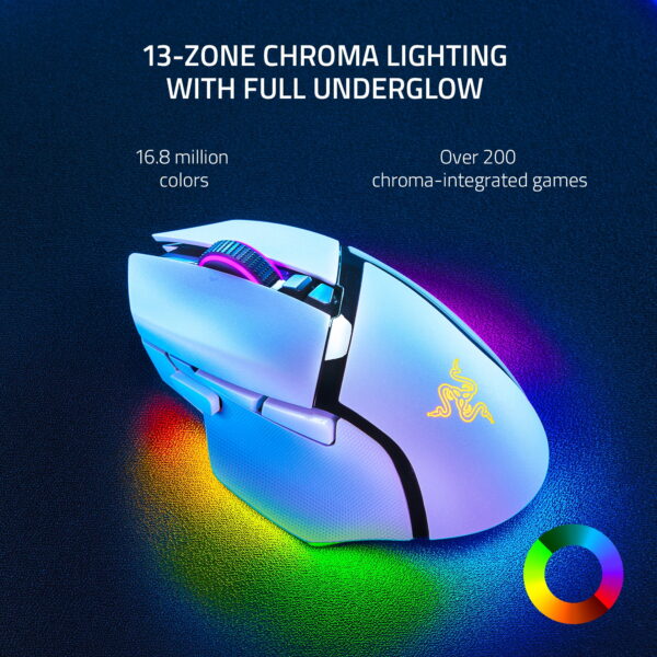 Razer Basilisk V3 Pro Wireless Gaming Mouse, 2.4Ghz Bluetooth, White - Image 3