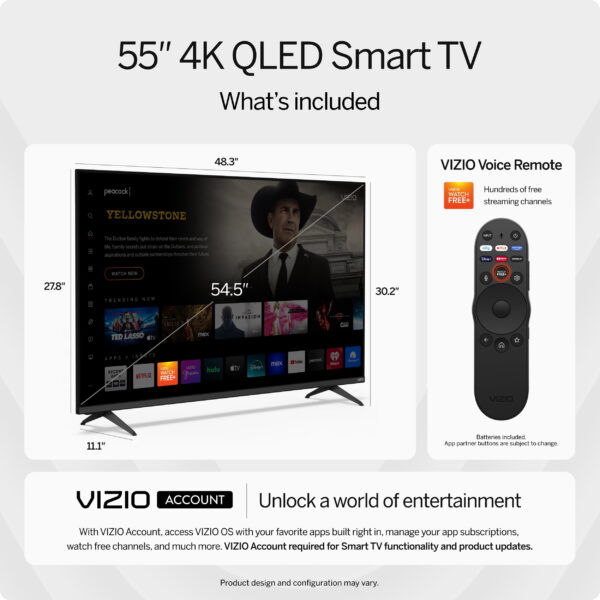 VIZIO 55" Class Quantum 4K QLED HDR Smart TV (NEW) M55Q6-L4 - Image 3