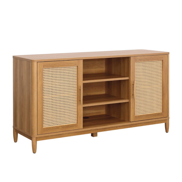 Better Homes & Gardens Springwood Cane TV Stand for TV's up to 65", Light Honey Finish - Image 2