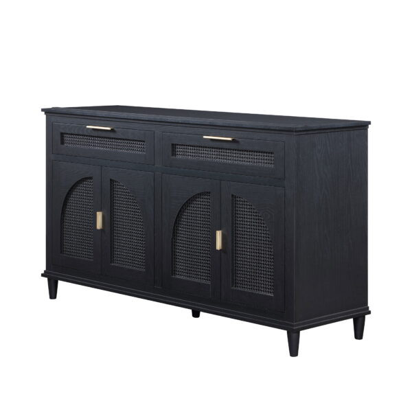 Beautiful Drew Rattan Media Console with Teched Away Drawer by Drew Barrymore, Black Finish - Image 4