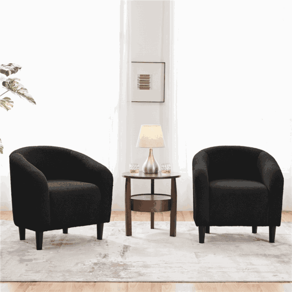 Renwick Set of 2 Boucle Upholstered Club Chair, Black - Image 2