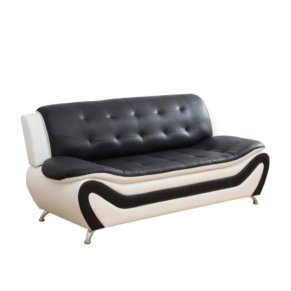 Aukfa 3 Piece Sofa Set - 76.5" Upholstered 3 Seat Sofa Couch for Living Room, Leather, Black&White - Image 6