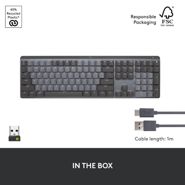 Logitech MX Mechanical Wireless Illuminated Performance Keyboard, Tactile Quiet Switches, Backlit Keys, Bluetooth, USB-C, macOS, Windows, Linux, iOS, Android, Metal, ‎Graphite - Image 5