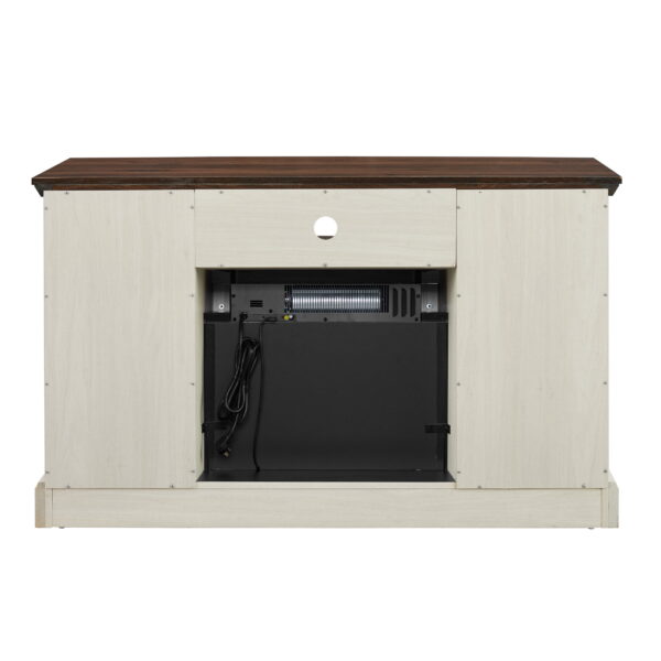 Mainstays Farmhouse Fireplace TV Stand for TVs up to 55", off White/Walnut - Image 4