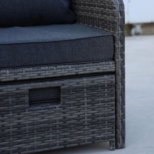 AENKYO Patio Furniture Set Rattan Patio Chair Set with Ottoman, Pillows Included, Perfect for Balcony, Small Space, Porch, 5 Pieces - Image 6