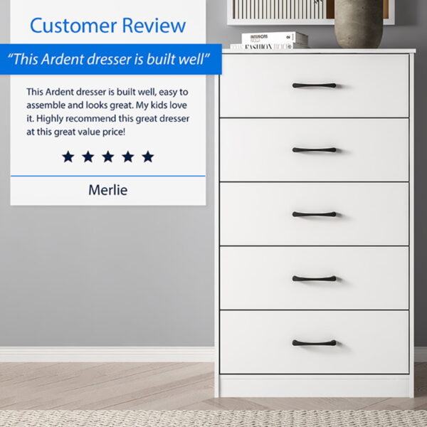 Mainstays Ardent 5 Drawer Dresser, White - Image 5