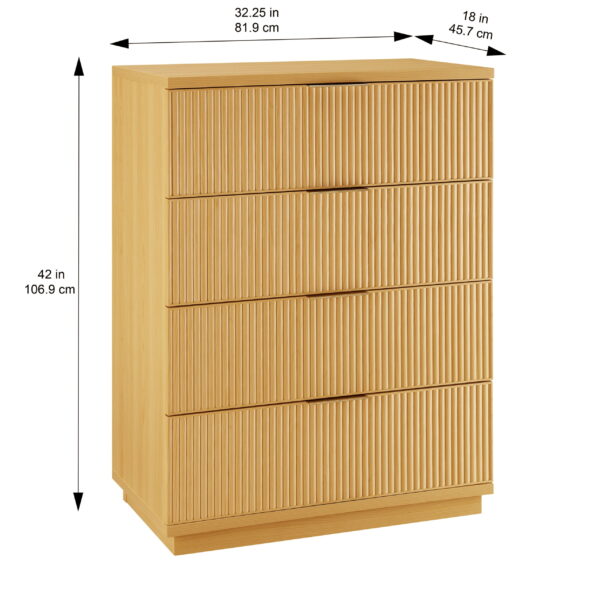 Better Homes & Gardens Lillian Fluted 4 Drawer Dresser, Natural Pine - Image 7