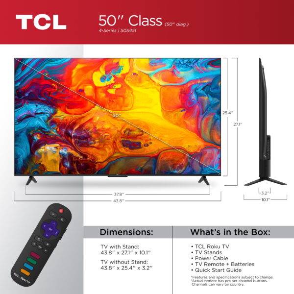 TCL 50” Class S4 (50S451) 4K UHD HDR Smart TV with Roku TV - Image 5