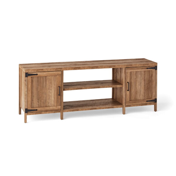 Mainstays Farmhouse TV Stand for TVs up to 70", Rustic Weathered Oak - Image 2