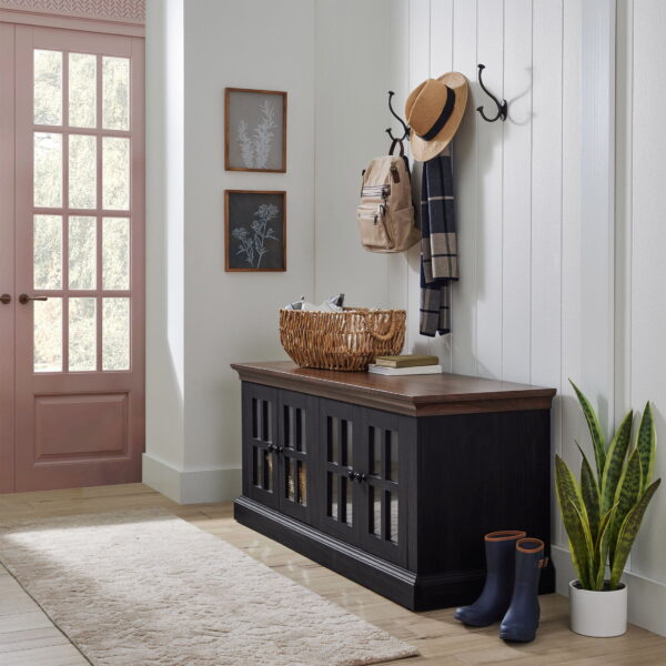 Better Homes & Gardens Canton 4- door TV Stand for TV’s up to 70”, Black/Light Honey Finish - Image 4