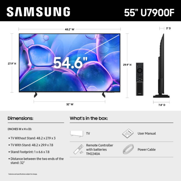 Samsung 55” Class Crystal UHD U7900F 4K Smart TV 2025 - UN55U7900FFXZA - Image 5