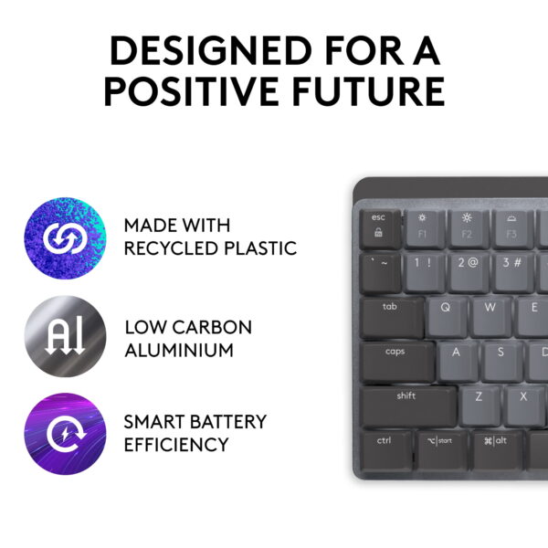 Logitech MX Mechanical Wireless Illuminated Performance Keyboard, Tactile Quiet Switches, Backlit Keys, Bluetooth, USB-C, macOS, Windows, Linux, iOS, Android, Metal, ‎Graphite - Image 6