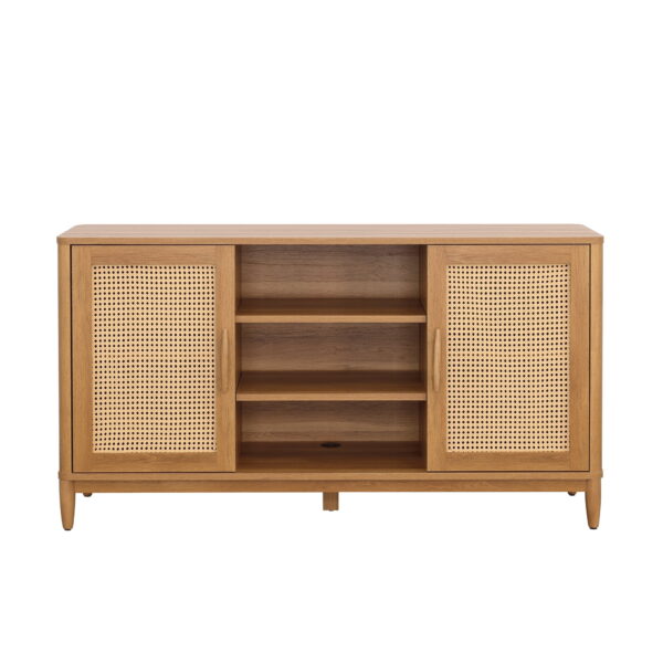 Better Homes & Gardens Springwood Cane TV Stand for TV's up to 65", Light Honey Finish - Image 6