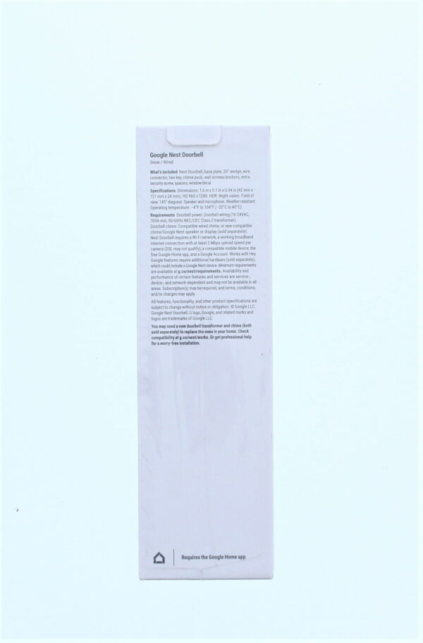 Google Nest Doorbell (Wired, 2nd gen) - Video Doorbell Camera - Doorbell Security Camera - Snow - Image 4