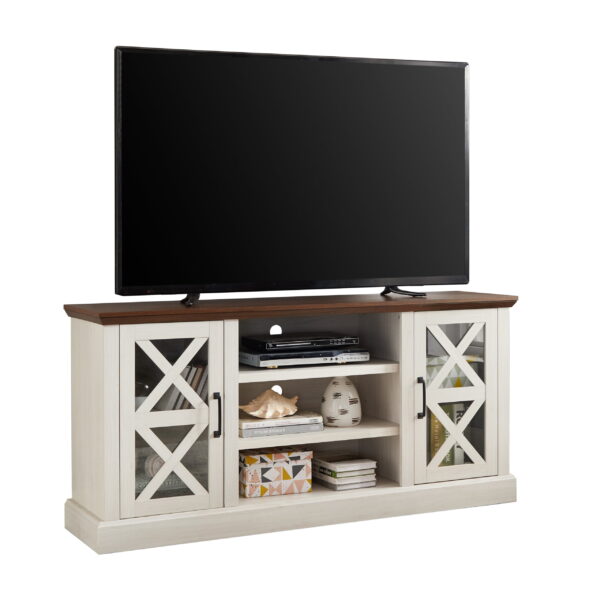 Mainstays Farmhouse TV Stand for TVs up to 70", off-White/Walnut - Image 3