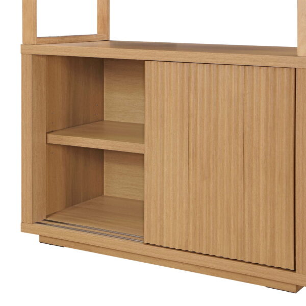 Beautiful Fluted 3-Shelf Bookcase with Storage Cabinet by Drew Barrymore, Light Honey Wood Finish - Image 3