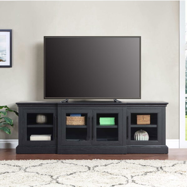 Whalen Rowan Low Profile TV Stand for TVs up to 85", Black Oak Finish - Image 2