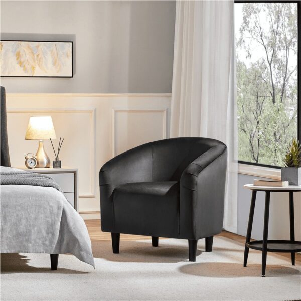 Renwick Modern Upholstered Accent Chair, Set of 2, Black Velvet - Image 4