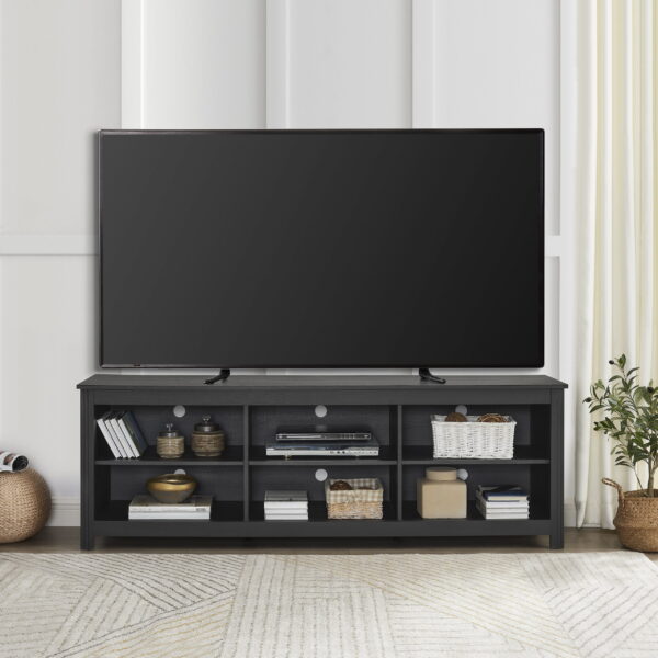 Mainstays Adjustable Shelf TV Stand for TVs up to 70", Black Finish - Image 2