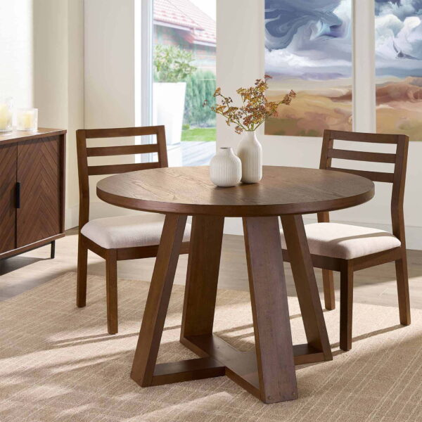 Better Homes & Gardens Ezra Dining Room Chair 2 Pack, Walnut and Cream Fabric Color - Image 3