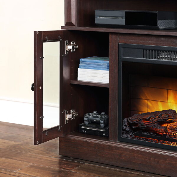 Whalen Furniture Barston Media Fireplace TV Stand for TVs up to 55”, Cherry Brown Finish - Image 5
