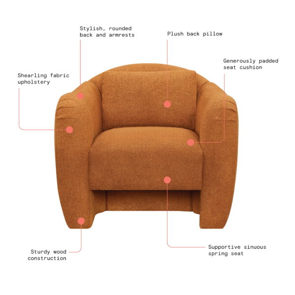 Beautiful Barrymore Teddy Accent Chair by Drew Barrymore, Butterscotch Shearling - Image 4