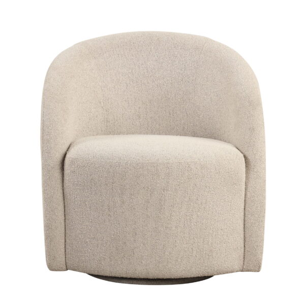 Lifestyle Solutions Briars Art Deco Style Swivel Accent Chair, Khaki Boucle Fabric - Image 2
