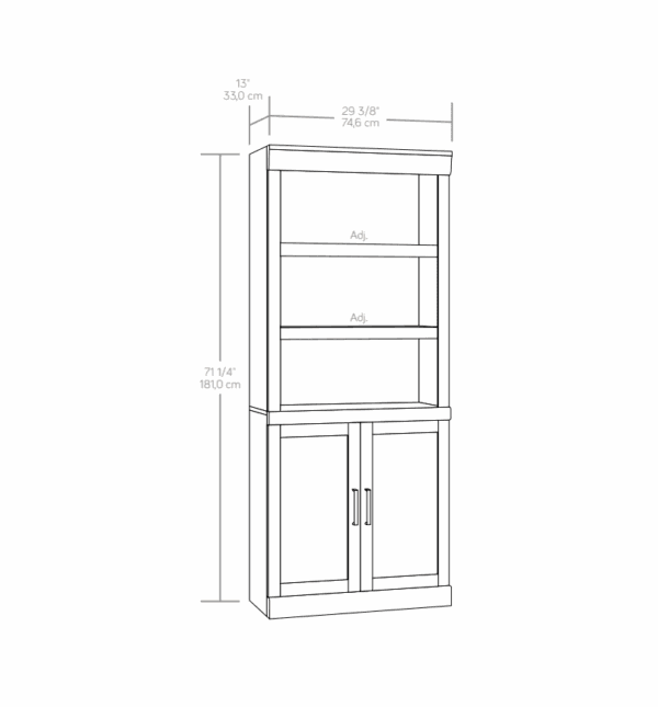 Better Homes & Gardens Glendale 5 Shelf Bookcase with Doors, Rustic Gray Finish - Image 3