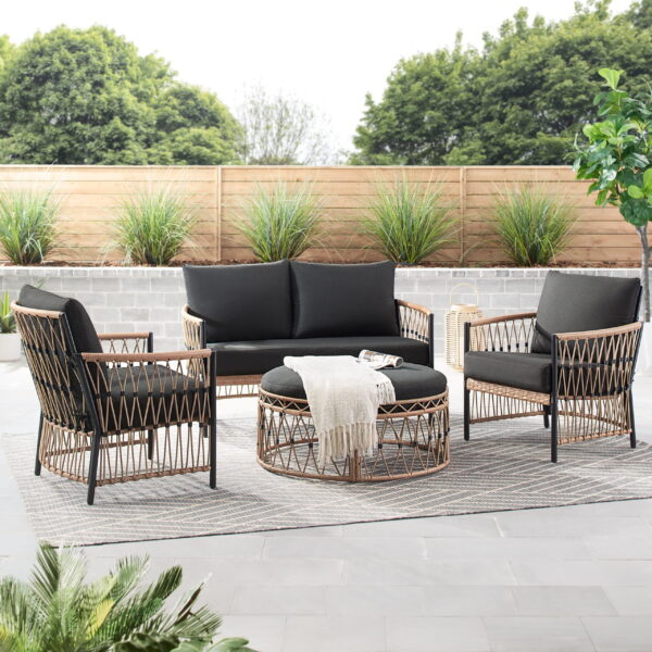 Better Homes & Gardens Lilah 2-Pack Outdoor Wicker Lounge Chairs, Black - Image 4