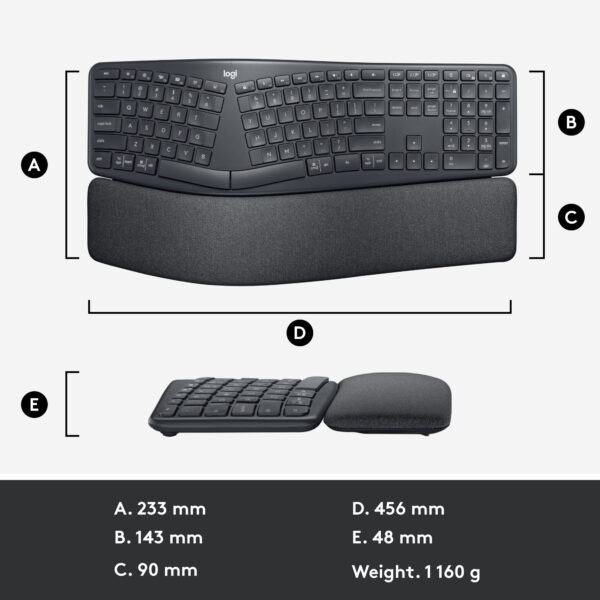 Logitech ERGO K860 Split Bluetooth Ergonomic Keyboard, Black - Image 5