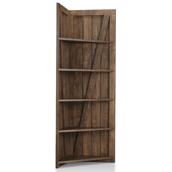 Furniture of America Helsa 5-Shelf Corner Bookcase, Oak - Image 5