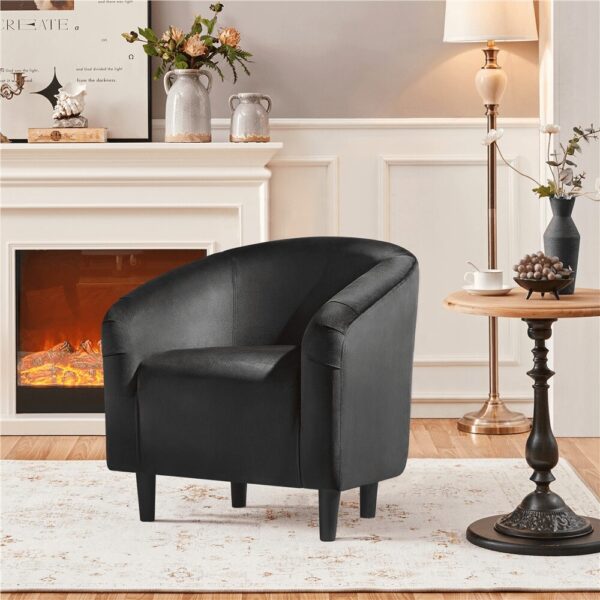 Renwick Modern Upholstered Accent Chair, Set of 2, Black Velvet - Image 3