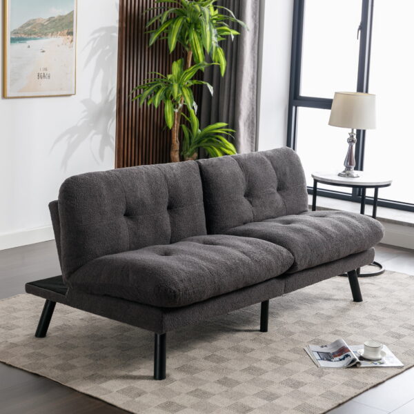 Mainstays Camden Cozy Futon, Charcoal Boucle Fabric, 72" - Image 2