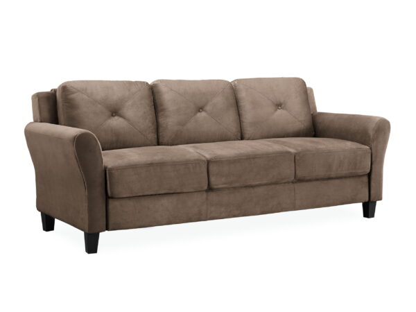 Lifestyle Solutions Taryn Traditional Sofa with Rolled Arms, Brown Fabric - Image 4