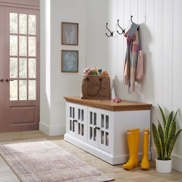 Better Homes & Gardens Canton 4- door TV Stand for TV’s up to 70”, White/Light Honey Finish - Image 3
