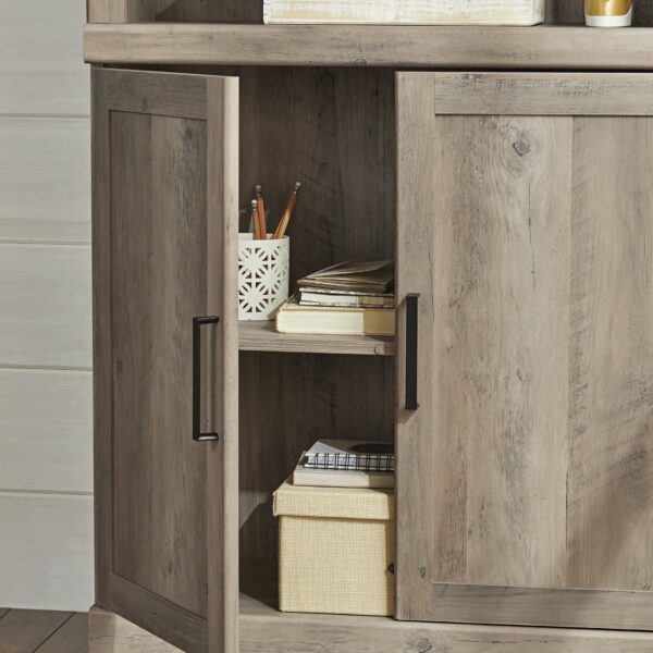 Better Homes & Gardens Glendale 5 Shelf Bookcase with Doors, Rustic Gray Finish - Image 5