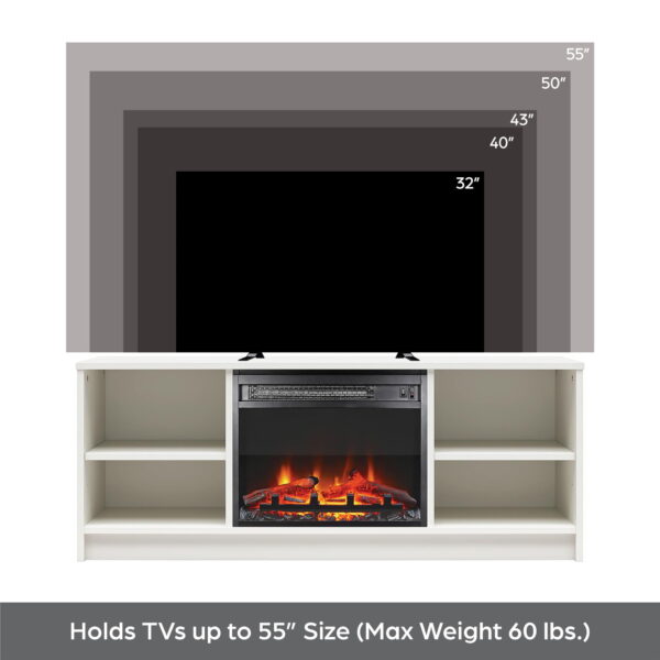 Mainstays Fireplace TV Stand, for TVs up to 55", Black Oak - Image 4