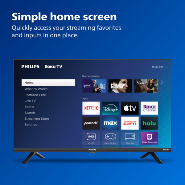 Philips 32" Class HD (720P) Smart Roku Borderless LED TV (32PFL6452/F7) (New) - Image 5