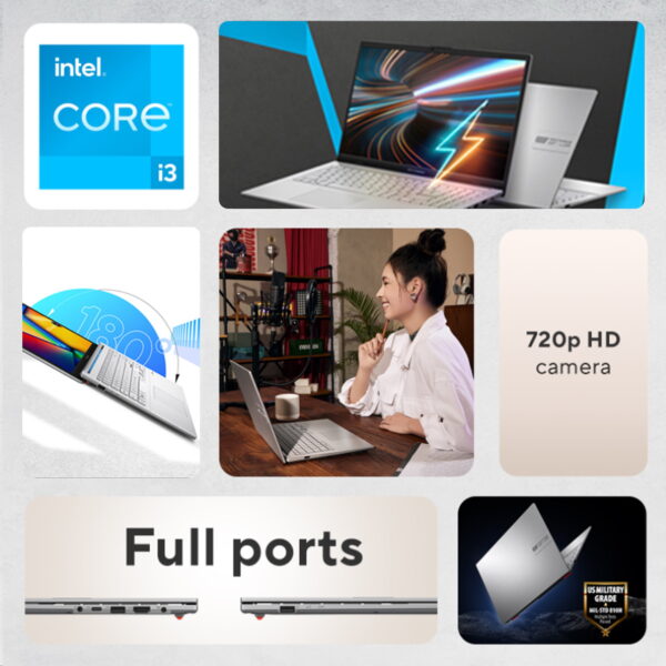 ASUS Vivobook Go 15.6” FHD Laptop with Intel i3-N305, Intel UHD Graphics, 8GB RAM, 256GB UFS, Cool Silver - Image 2