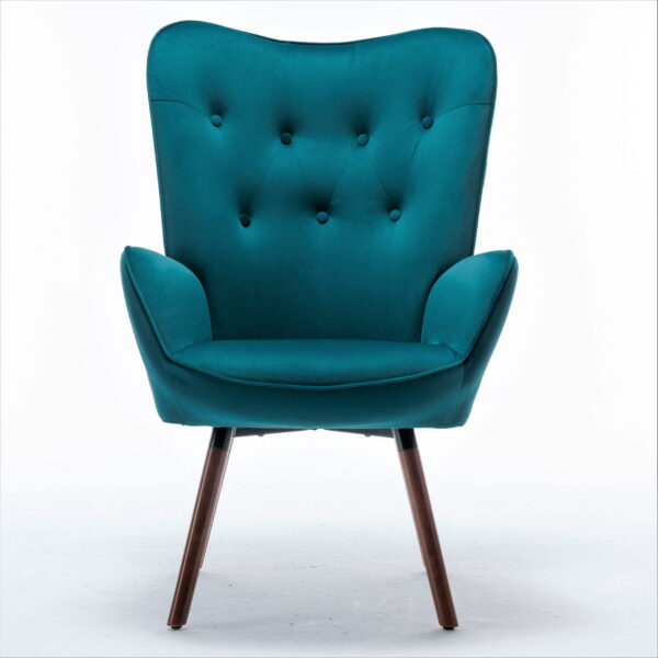 US Pride Furniture Kreedence 26.38" W Microfiber Wing Back Armchair, Greynish Blue - Image 2