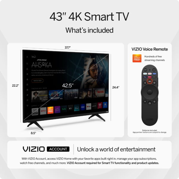 VIZIO 43" Class 4K LED HDR Smart TV (V4K43M-08) - Image 3
