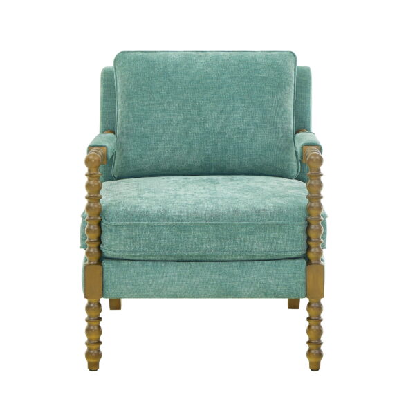 Pioneer Woman Harper Spindle Accent Chair, Jade Fabric Upholstery - Image 2