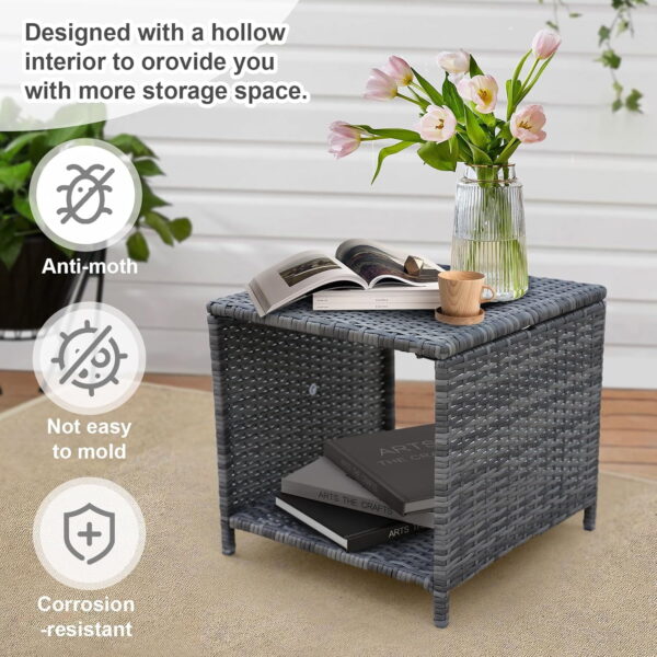 AENKYO Patio Furniture Set Rattan Patio Chair Set with Ottoman, Pillows Included, Perfect for Balcony, Small Space, Porch, 5 Pieces - Image 5
